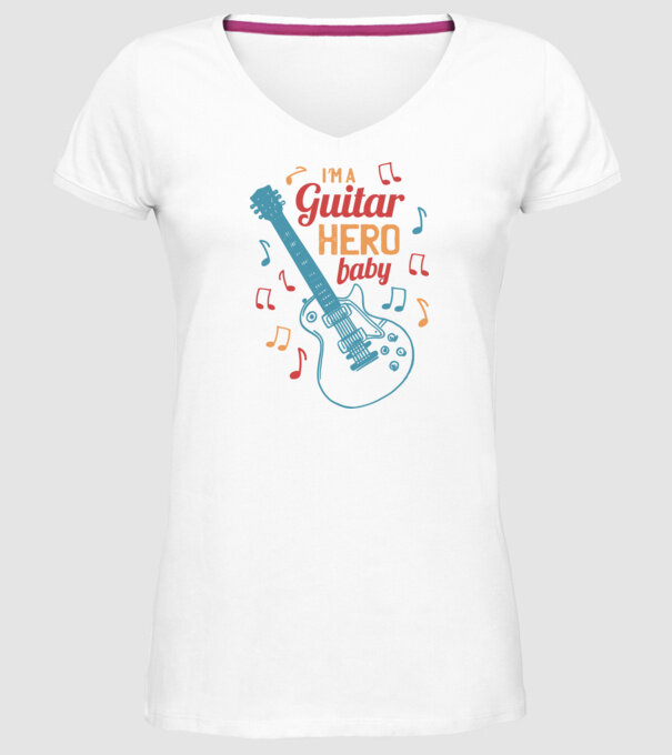 Erou chitarist model alb pe tricou