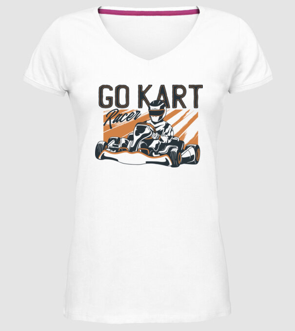 Concurent Go-kart model alb pe tricou