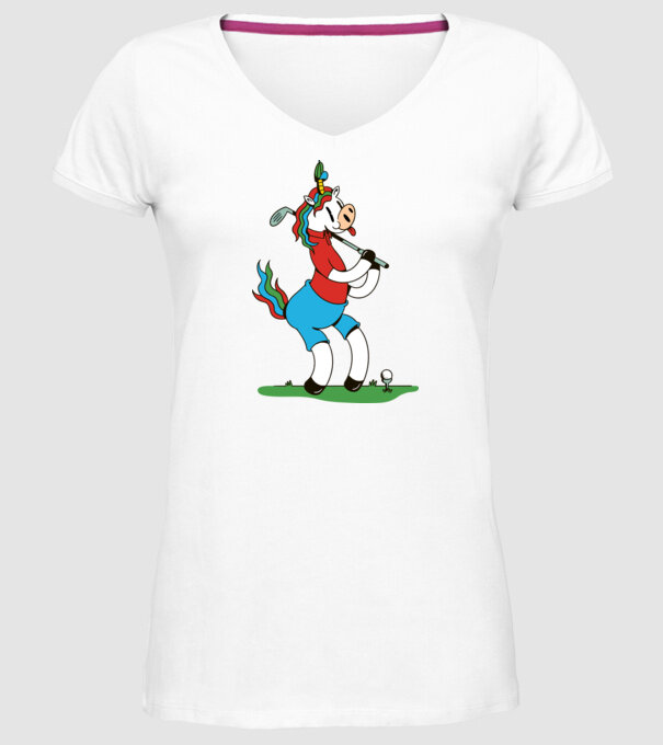 Unicorn jucător de golf model alb pe tricou