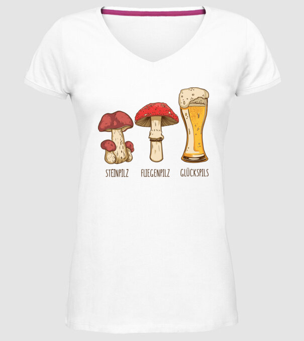 Soiuri de ciuperci model alb pe tricou