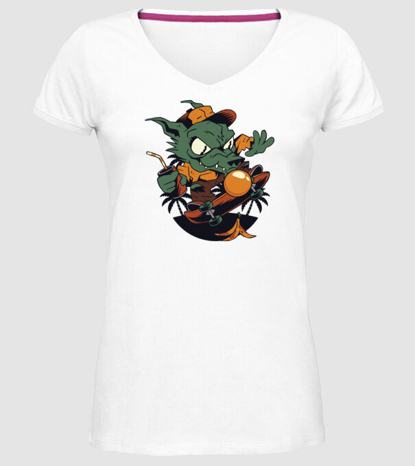 Vârcolac Skateboarder model alb pe tricou