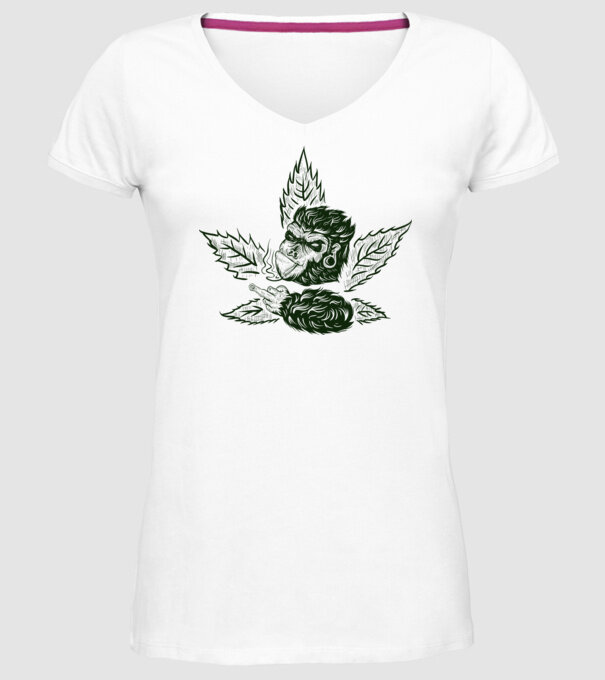 GORILĂ cannabis model alb pe tricou