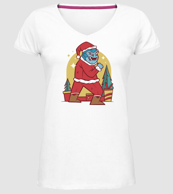 Gorila Santa model alb pe tricou