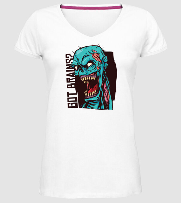 Got Brains? Cap Zombie model alb pe tricou