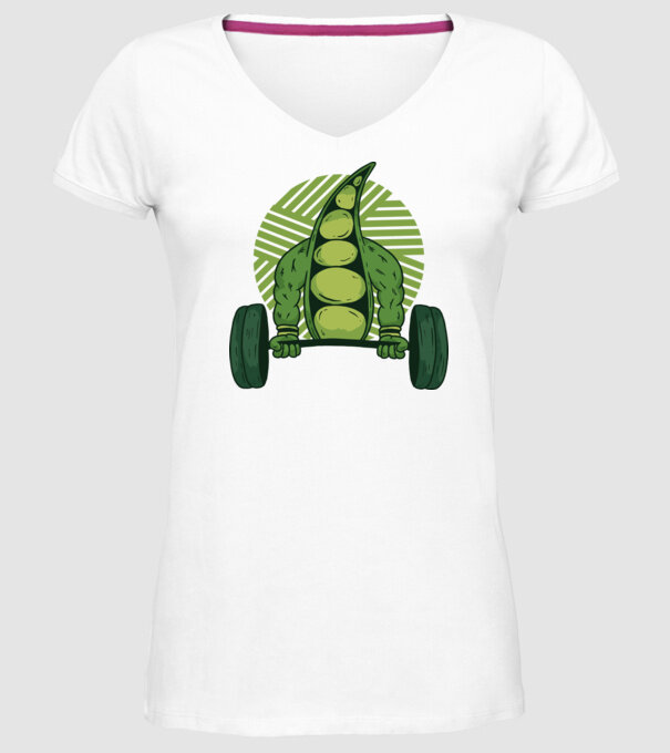 Mazăre musculoasă model alb pe tricou