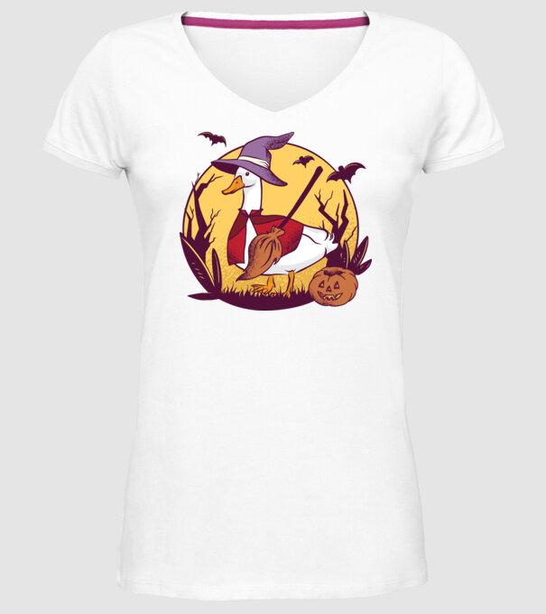 Gâscă Halloween model alb pe tricou