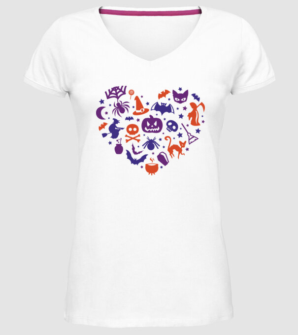 Inimă Halloween model alb pe tricou