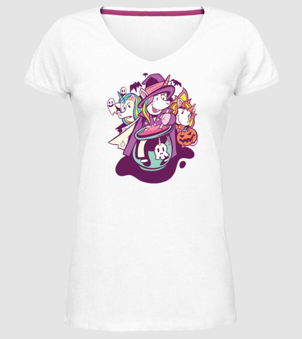 Unicorni Halloween model alb pe tricou