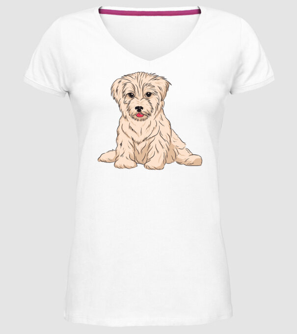 Câine Havanez model alb pe tricou