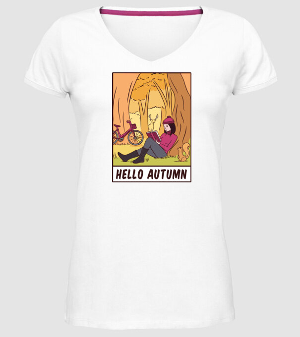 Hello Toamnă model alb pe tricou