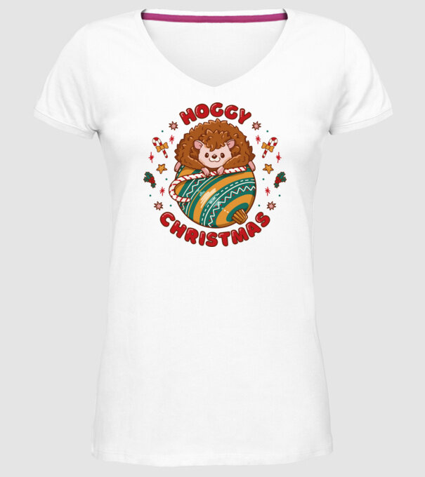 Hoggy Christmas Crăciun cu Arici model alb pe tricou