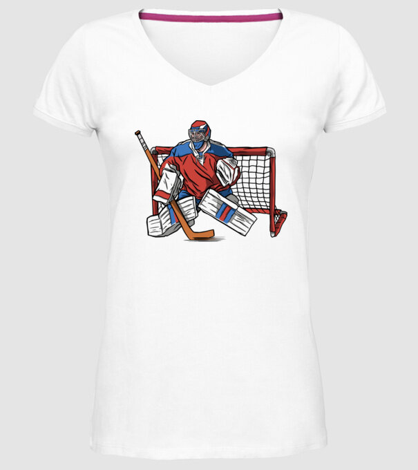 Portar Hochei model alb pe tricou