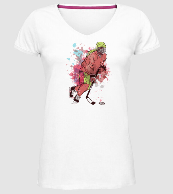 Fată hocheistă model alb pe tricou
