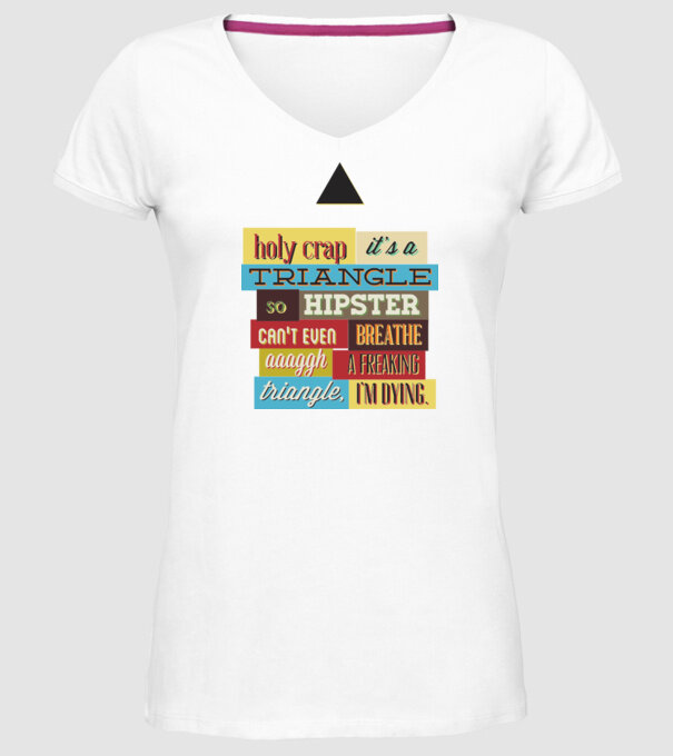 'Holy crap it''s a triangle' model alb pe tricou