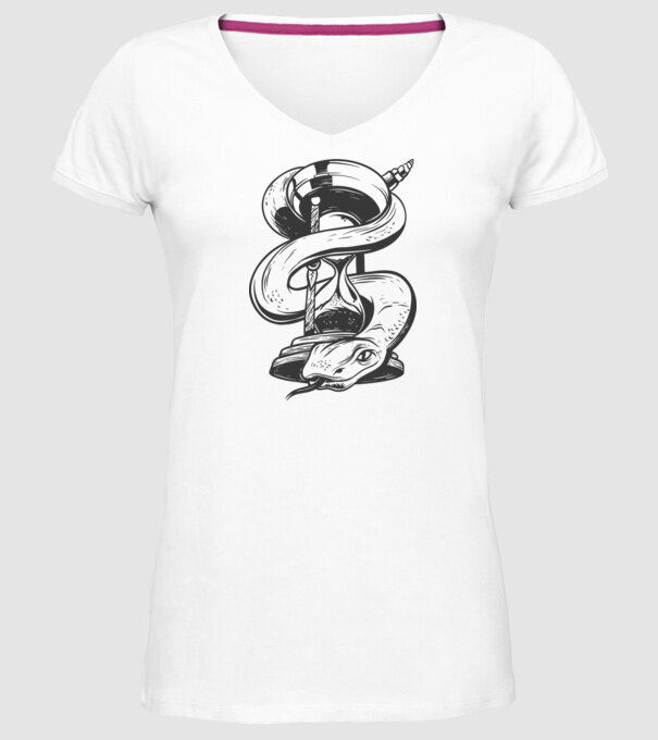 Șarpe clepsidră model alb pe tricou