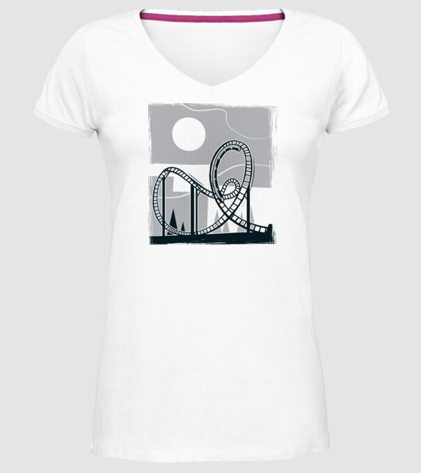 Roller coaster model alb pe tricou