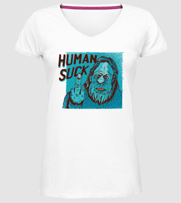 Human Suck - Yeti spune tricou amuzant antisocial model alb pe tricou