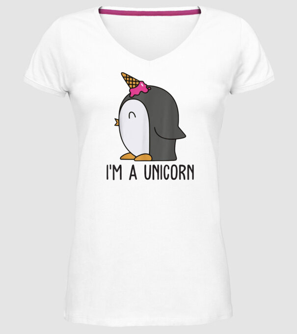 'I''m a unicorn - penguin' model alb pe tricou