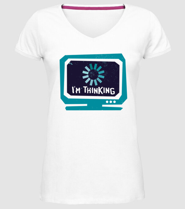 'I''m thinking Mă gândesc' model alb pe tricou