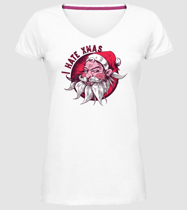 I Hate Xmas model alb pe tricou