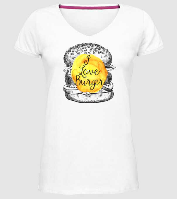 I love burger model alb pe tricou