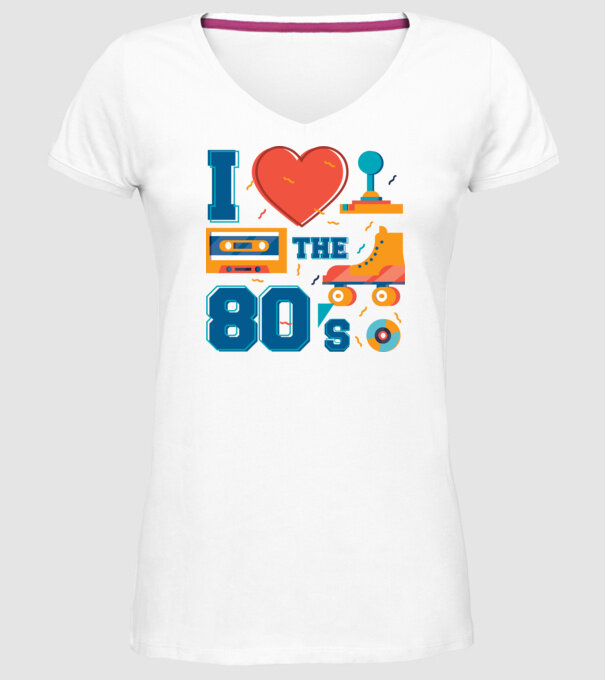 'I love the 80s - Iubesc anii ''80' model alb pe tricou