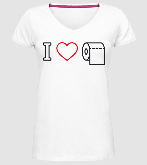 I love hârtie igienică model alb pe tricou