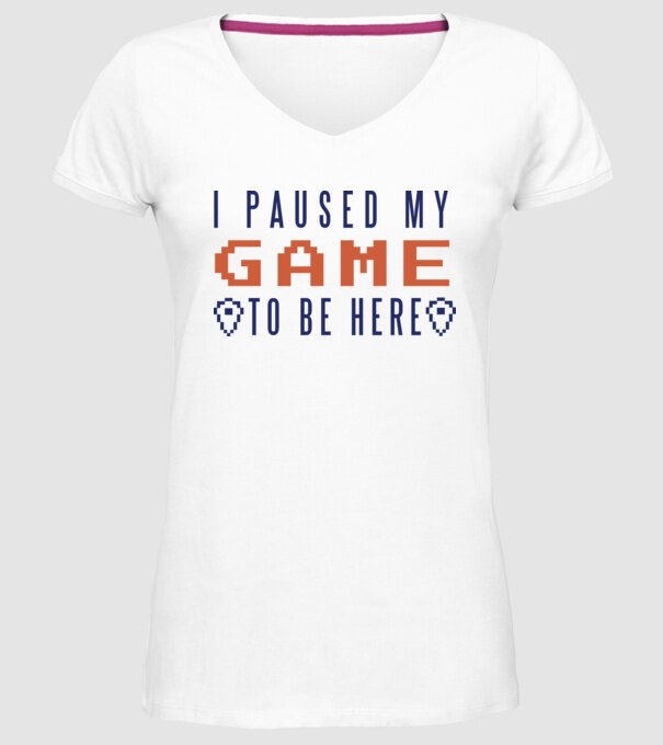 I Paused my game to be here model alb pe tricou