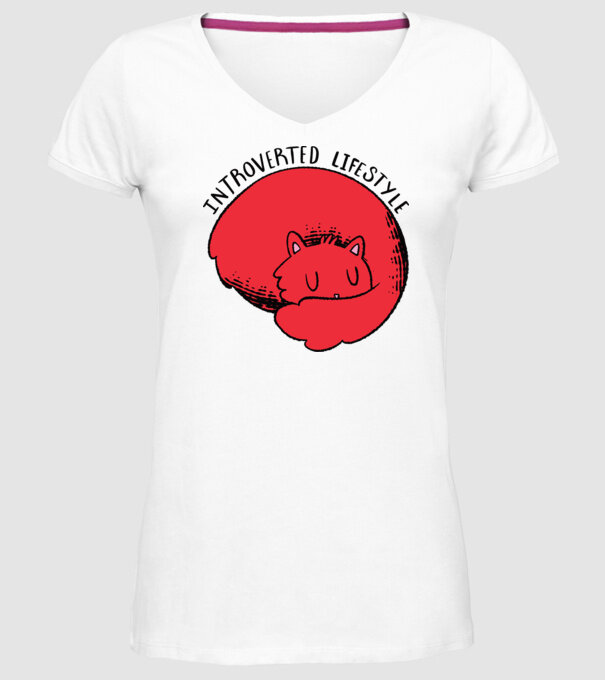 Pisică Introvertită model alb pe tricou