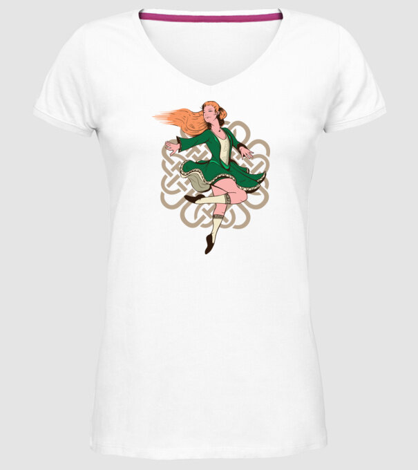 Femeile Dansatoare irlandeză model alb pe tricou
