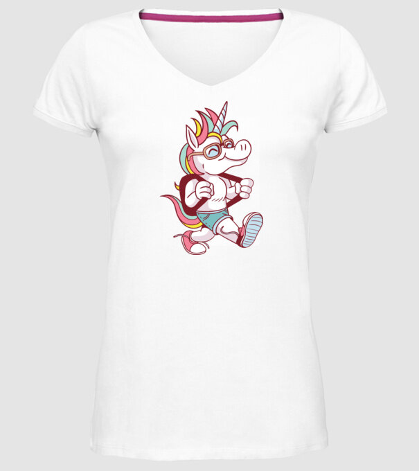 Unicorn școlar model alb pe tricou