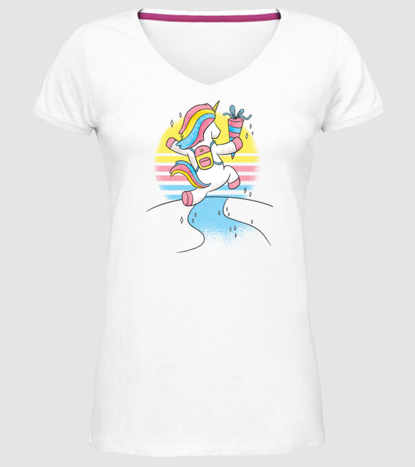 Unicorn școlar model alb pe tricou