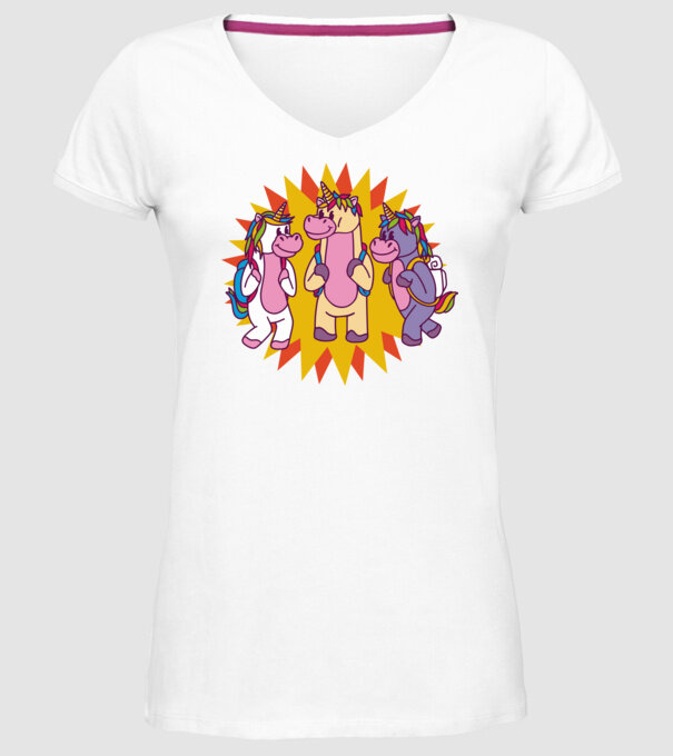 Unicorni școlari model alb pe tricou