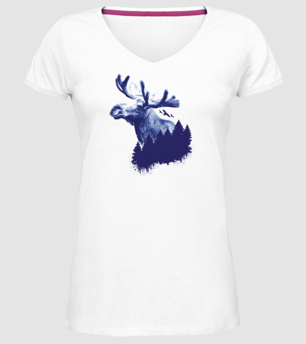 Elan model alb pe tricou