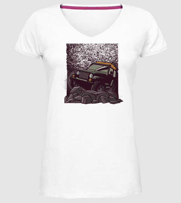 Jeep Offroad model alb pe tricou