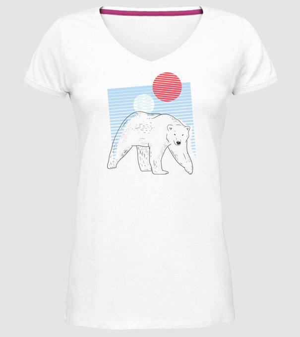 Urs polar model alb pe tricou