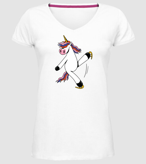 Unicorn cu Patine model alb pe tricou