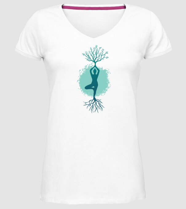 Yoga Natură model alb pe tricou