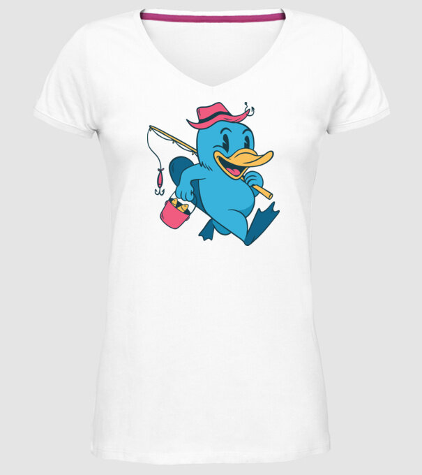 Pescar ornitorinc model alb pe tricou
