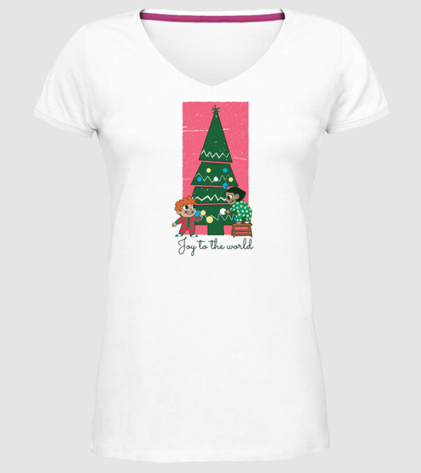 Împodobire pom de Crăciun model alb pe tricou