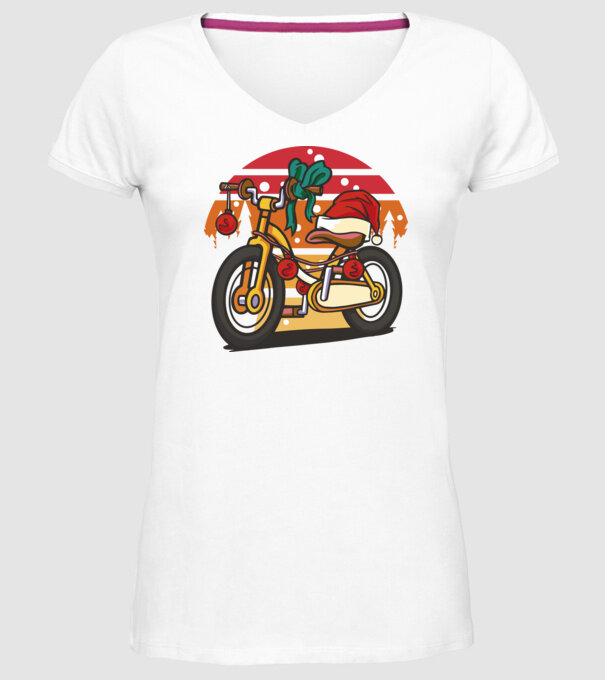 Bicicletă de Crăciun model alb pe tricou