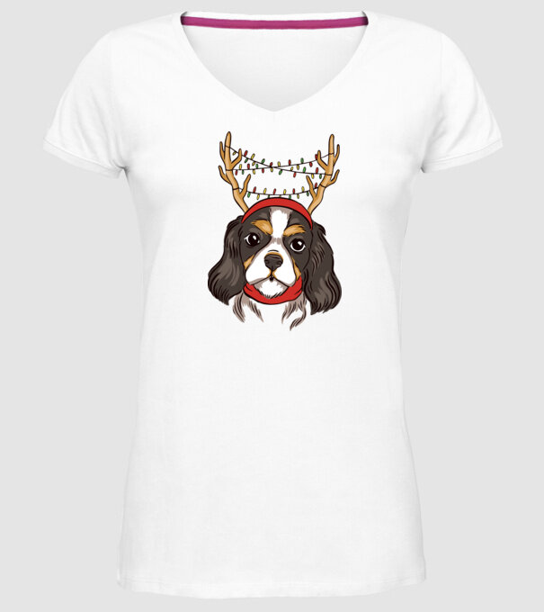 Cavalier de Crăciun model alb pe tricou