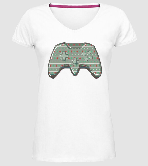Controler Gamer Crăciun model alb pe tricou