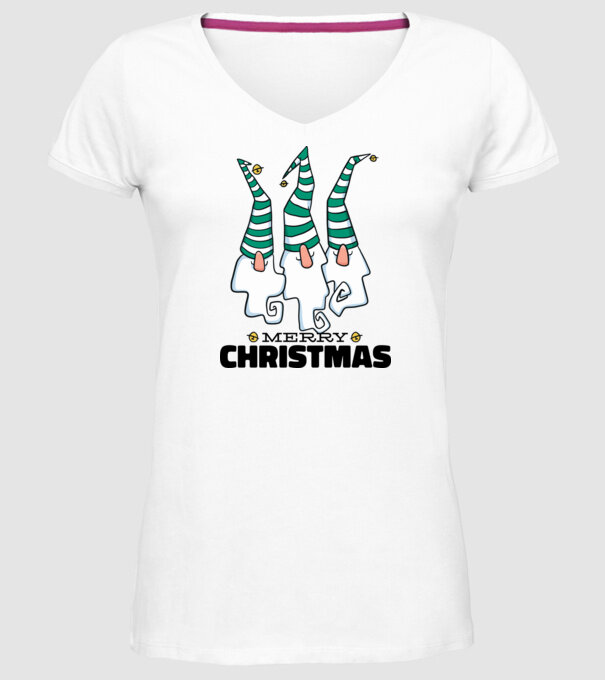 Elfi de Crăciun - Crăciun Fericit model alb pe tricou