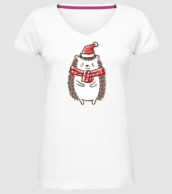Arici de Crăciun model alb pe tricou