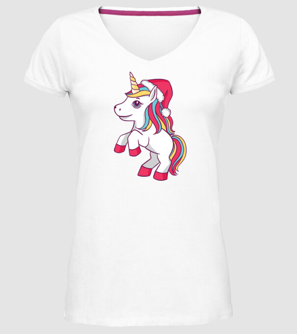 Unicorn de Crăciun model alb pe tricou