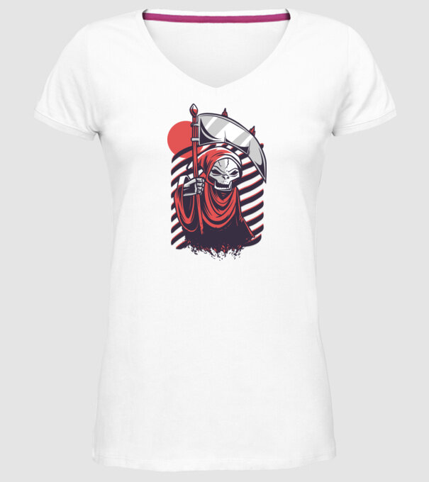 Moartea - Grim Reaper model alb pe tricou
