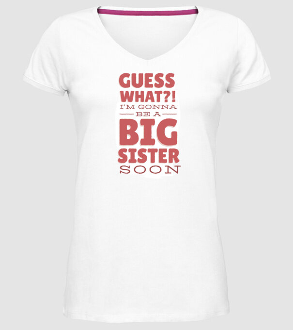 În curând voi fi sora mai mare model alb pe tricou