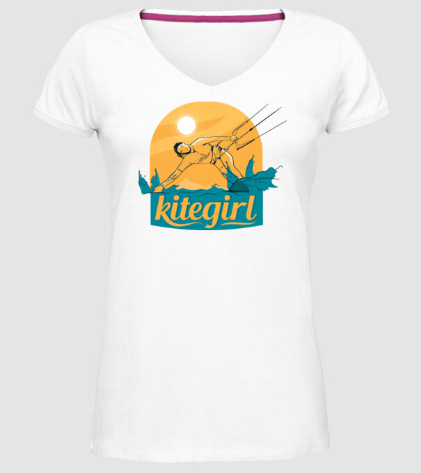 Tricou Kitegirl Kitesurf model alb pe tricou