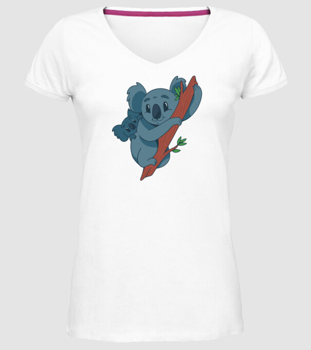 Coala model alb pe tricou